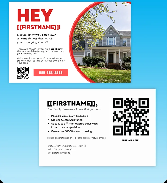 Direct mail postcard with dynamic QR code scan tracking